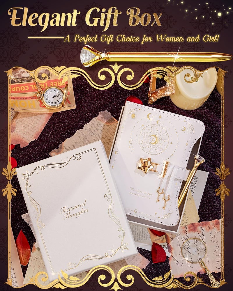hi!SCI Diary with Lock and Keys for Girls and Women, Locking Diary for Gift Ideas with Gift Box and Pen and Bookmark, Journal for Women with 360 Kraft Pages, B6 Refillable Notebook with Lock for Writing (White) - Image 2